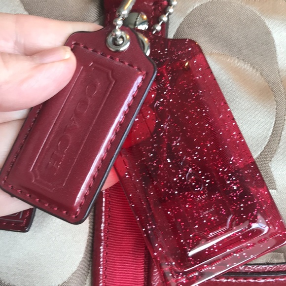 Coach Signature Tan Shoulder Bag with red trim! In EUC, NO spots anywhere ❤️ - Picture 4 of 15